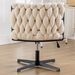 Armless Office Desk Chair No Wheels, WHITE_maomaolike.com