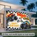 Monster Truck Birthday Party Banner - 2D Flat Polyester Backdrop With Checkered Flag Design, Wall Hanging Photo Props, Party Decor_maomaolike.com