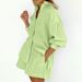 Women's Clothing temperament shirt jacquard striped puff sleeve shorts commuting design casual suit_maomaolike.com