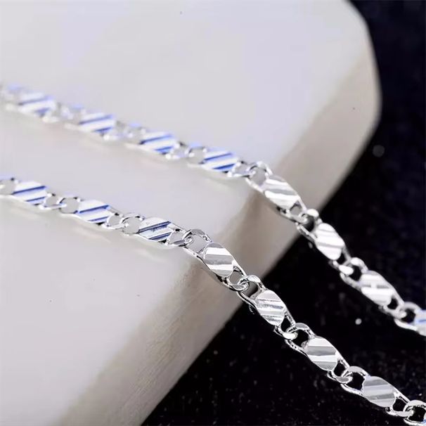 Fashion 18K Gold 2MM 16/18/20/22/24/26/28/30 Inch Side Chain For Women Men Jewelry 925 Silver Necklace_maomaolike.com