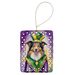 Collie King Of Mardi Gras Porcelain Ornament Christmas Tree Hanging Decorations For Home Christmas Holiday, Rectangle, Gift, Multicolor_maomaolike.com