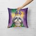 Shih Tzu King Of Mardi Gras Throw Pillow Machine Washable, Indoor Outdoor Decorative Pillow For Couch, Bed Or Patio, 18Hx18W_maomaolike.com