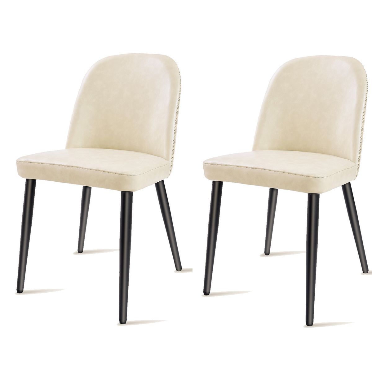 Beige Leather Identities Chair With Metal Legs, Armless Chair Set Of 2 For Kitchen, Restaurant, Living, Meeting Room_maomaolike.com