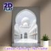 White Mosque Painting Poster, Serene White Islamic Architecture With Flying Doves Poster, Calming Elegant Decor Ideal For Living Room, Prayer Space_maomaolike.com