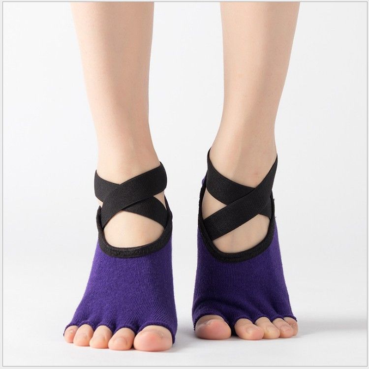 Unisex Yoga socks Non-slip adhesive sports socks ballet backless yoga socks five finger socks_maomaolike.com