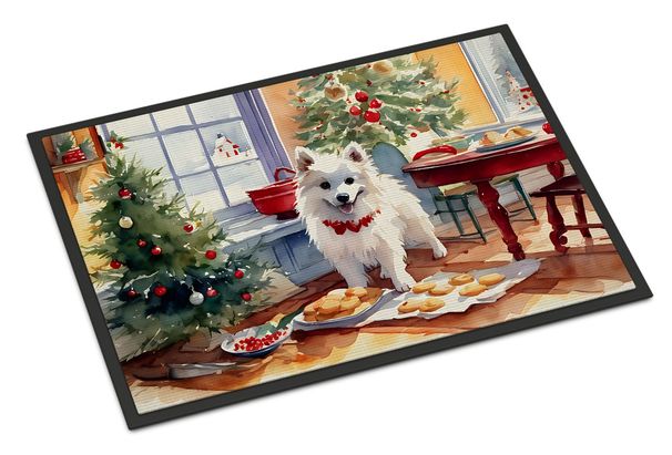 American Eskimo Christmas Cookies Doormat Front Door Mat Indoor Outdoor Rugs For Entryway, Non Slip Washable Low Pile, 24H X 36W_maomaolike.com