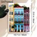 Mediterranean Street Buildings Painting Poster, Vibrant Colorful Vintage European Architecture Poster, Eye-catching Urban Scene Ideal For Living Room_maomaolike.com