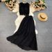 Women's Clothing lace top high waist slim pleated chiffon skirt two piece set_maomaolike.com