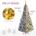 9ft Tall Prelit Artificial Christmas Tree Holiday Décor With 1868 Snow Flocked Branches, 600 Warm White LED Lights, Auto Open, Green_maomaolike.com