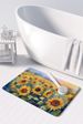 Sunflowers In Watercolor Memory Foam Kitchen Mat Machine Washable Anti-Fatigue Mat Cushion Comfort Bath Mat Or Kitchen Rug_maomaolike.com