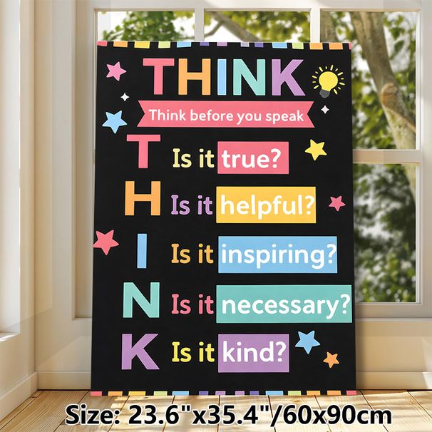 THINK Communication Guideline Painting Poster, Vibrant Typographic Motivational Poster, Encourages Thoughtful Communication, Ideal For Office, Study_maomaolike.com