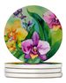 Orchids In Watercolor Large Sandstone Coasters Pack Of 4 Absorbent Round Coasters Decor Gifts For Men Or Women, 4 In, Multicolor_maomaolike.com