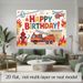 Fire Truck Birthday Party Banner - 2D Flat Polyester Backdrop, Wall Hanging Photo Props, Fire Truck Theme Party Decor_maomaolike.com