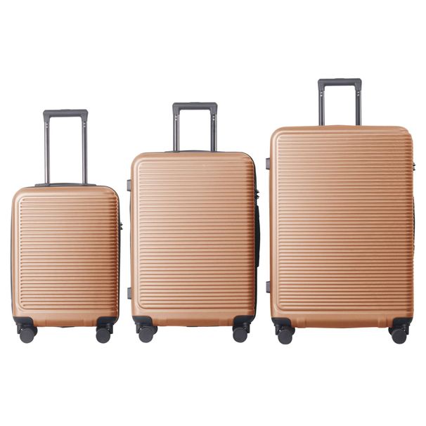 Luggage Sets ABS Hardshell 3pcs Luggage, Lightweight Durable Suitcase Sets Spinner Wheels Suitcase With TSA Lock 20''24''28'' Available(Brown)_maomaolike.com