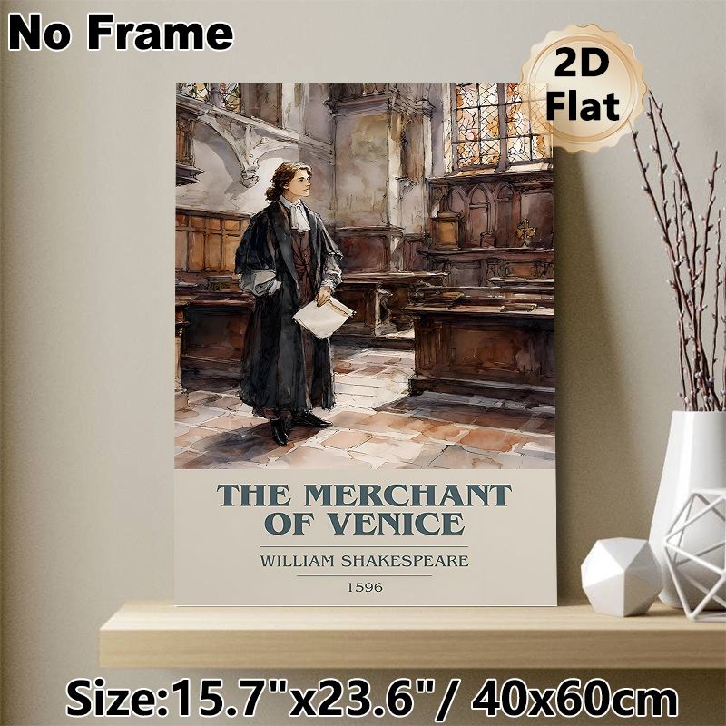 The Merchant Of Venice Shakespeare Themed Painting Poster, Vintage Watercolor Classic Literary Scene Poster, Timeless Literary Artwork Ideal For Home_maomaolike.com