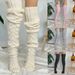 Autumn And Winter Solid Color Hollow Mesh Long Tube Over The Knee Pile Socks Women's Knitted Socks_maomaolike.com