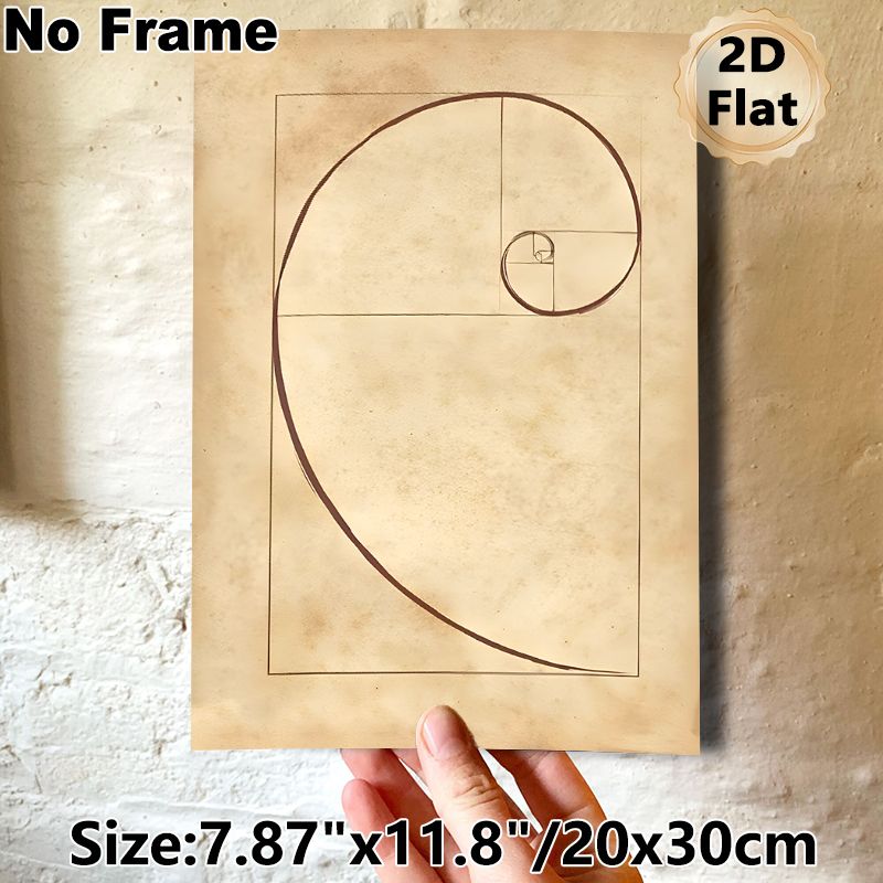 Golden Ratio Fibonacci Spiral Painting Poster, Vintage Aged Paper-style Geometric Poster, Minimalist Mathematical Art Decor For Home Office & Study_maomaolike.com