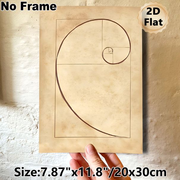 Golden Ratio Fibonacci Spiral Painting Poster, Vintage Aged Paper-style Geometric Poster, Minimalist Mathematical Art Decor For Home Office & Study_maomaolike.com