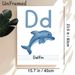 Letter D Dolphin Painting Poster, Soft Watercolor Style Dolphin & Letter Dd Poster, Facilitates Alphabet Learning, Ideal For Study Spaces_maomaolike.com