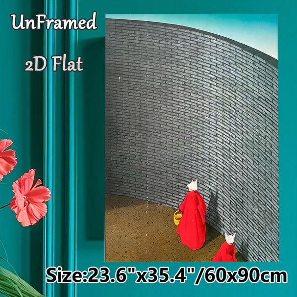 Robed Figures In Curved Brick Passage Painting Poster, Mysterious Surreal-style Poster, Thought-provoking Artistic Decor Suitable For Living Room_maomaolike.com