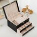 Multi-functional Jewelry Box, Three-layer Locked Leather Jewelry Storage Box, Earring And Accessory Box, Ear Accessory Storage Box_maomaolike.com