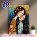 Mother & Daughter Embrace Painting Poster, Rich Textured Ornate Artistic Poster, Heartwarming Affectionate Decorative Piece Ideal For Living Room_maomaolike.com
