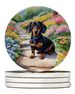 Dachshund Spring Path Large Sandstone Coasters Pack Of 4 Absorbent Round Coasters Decor Gifts For Men Or Women, 4 In, Multicolor_maomaolike.com
