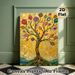 Colorful Tree Of Life Painting Poster, Vibrant Mosaic-style Whimsical Tree Poster, Eye-catching Decorative Artwork Ideal For Living Room, Bedroom And_maomaolike.com