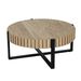 Round Coffee Table, Handcraft Drum Coffee Table With Gear Design & Cross Metal Base, Wood Grain MDF Top, 31.5 Modern Compact Coffee Table For Living Room Apartment_maomaolike.com