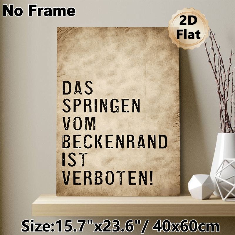 German Pool Safety Rule Painting Poster, Vintage Textured Distressed Typographic Poster, Clear Pool Safety Reminder, Ideal For Pool Area And Home Wall_maomaolike.com