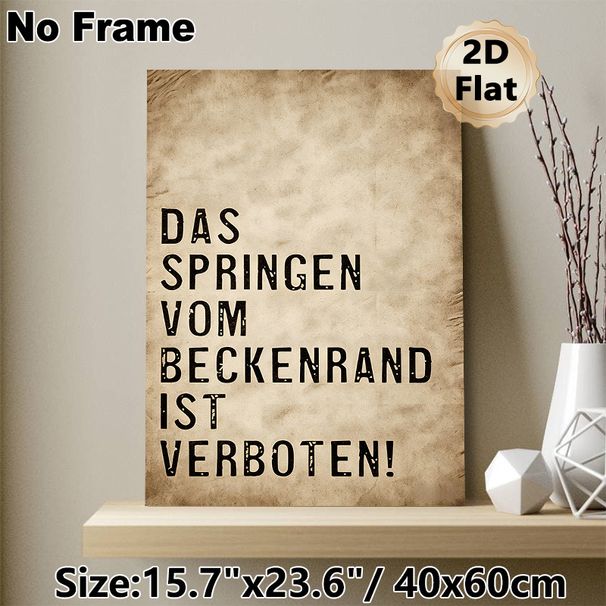 German Pool Safety Rule Painting Poster, Vintage Textured Distressed Typographic Poster, Clear Pool Safety Reminder, Ideal For Pool Area And Home Wall_maomaolike.com