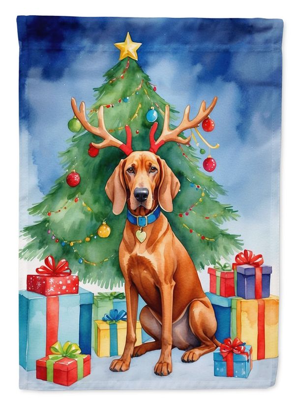 Redbone Coonhound Christmas Reindeer Garden Flag Mailbox Flag Decorative Yard Flag Banner Outside Patio Artwork Yard Flower Beds, Garden Size, Multicolor_maomaolike.com