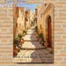 Casbah Of Algiers Alley Painting Poster, Warm-toned Impressionist Mediterranean Lane Poster, Vivid Rustic Architectural View Ideal For Living Room_maomaolike.com