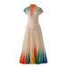 Women's Clothing rainbow print short sleeved loose skirt women's two piece suit_maomaolike.com