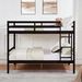Full Over Full Bunk Bed With Ladder,Wooden Bunk Bed With High Guardrail And Ladder For Kids, Teens, Dorm Rooms, And Guest Rooms,No Box Spring Needed,Espresso_maomaolike.com