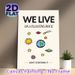 Space & Earth Themed Painting Poster, Cute Hand-drawn Cosmic Elements With Inspirational Quote Poster, Gentle Reminder To Avoid Overthinking, Suitable_maomaolike.com