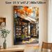 Autumn Bookstore Painting Poster, Warm-toned Impressionist-style Poster, Sunlit Street Bookstore With Orange Fall Foliage, Cozy Tranquil Decor Ideal_maomaolike.com
