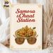 Samosa & Chaat Themed Painting Poster, Warm-toned Ethnic Illustrated Indian Street Food Poster, Delivers Authentic Culinary Vibe, Suitable For_maomaolike.com