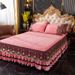 Winter Thickened Milk Skirt Three-Piece Set Quilted Cover Single Coral Fleece French Crystal Velvet Bed Sheet_maomaolike.com