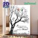 Tree With Birds & Romantic Poem Painting Poster, Minimalist Silhouette Bare Tree With Vibrant Birds And Lyrical Verse Poster, Delivers Tranquil Warm_maomaolike.com