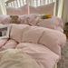 Wholesale INS Korean Cream Plaid Pure Four-Piece Full Princess Style Lace Trim Washed Cotton 4-Piece Set_maomaolike.com