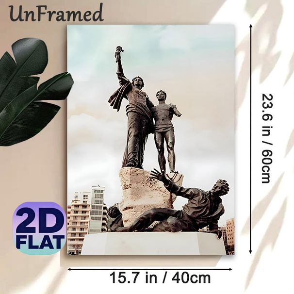 Monumental Heroic Sculpture Painting Poster, Vintage-toned Dramatic Statue Group Poster, Artistic Historical-inspired Decor Suitable For Living Room_maomaolike.com
