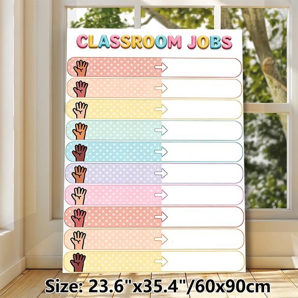 Classroom Jobs Painting Poster, Pastel Polka Dot Multi-tone Hand Illustration Poster, Helps Arrange Classroom Tasks, Ideal For Classroom_maomaolike.com