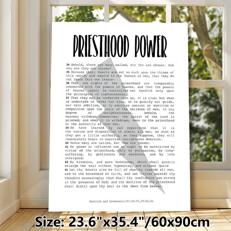 Priesthood Power Religious Scripture Painting Poster, Minimalist Typographic Black-and-white Text Poster, Inspirational Religious Verse Decor For_maomaolike.com