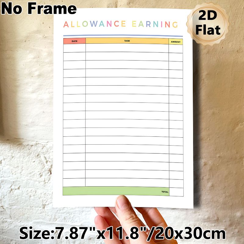 Allowance Earning Tracking Painting Poster, Soft Pastel-hued Table-style Poster, Practical Tool To Log Tasks And Earned Amounts, Suitable For Home Use_maomaolike.com