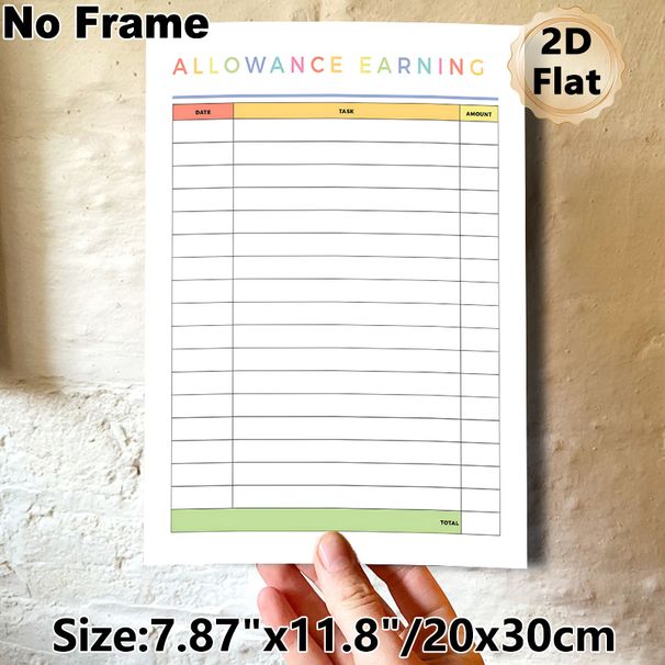 Allowance Earning Tracking Painting Poster, Soft Pastel-hued Table-style Poster, Practical Tool To Log Tasks And Earned Amounts, Suitable For Home Use_maomaolike.com