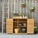 Wooden Potting Bench 3-Tier Storage Cabinet Work Station Table Lockable Organizer With Magnetic Latch Hooks Foot Pads 34.25L Yellow_maomaolike.com