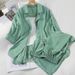 Women's suits fashion spring and summer loose suit collar three-quarter sleeves jacket nine-point wide-leg pants suspenders three-piece suit_maomaolike.com