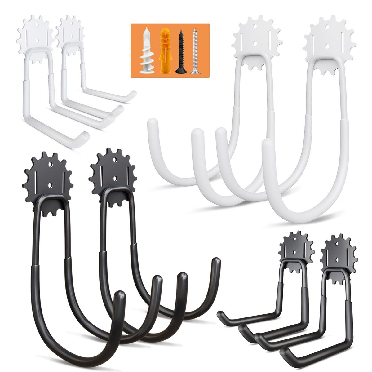8-Piece Heavy Duty Steel Storage Hooks - Utility Style Wall Hooks With Non-Slip Coating, Grip Bicycles, Ladders And Tools Random SpeedX.UNIUNI. Amazon.USPS_maomaolike.com