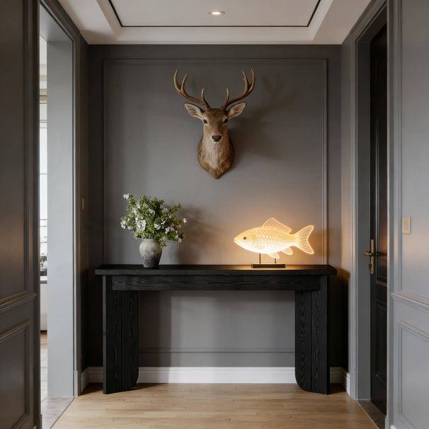 Console Table, Wood Sofa Table Hallway Table With Double Pedestal_maomaolike.com